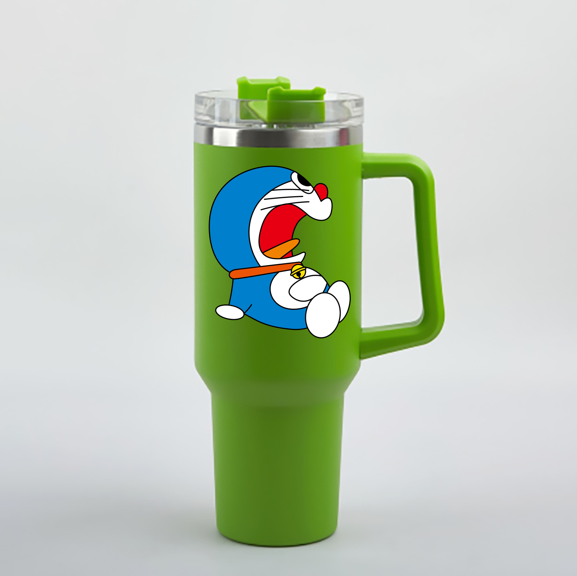 （画像用） ドラえもん Doraemon 1200mL車用タンブラー - クリスタルステッカー（プラスチックストロー付き）